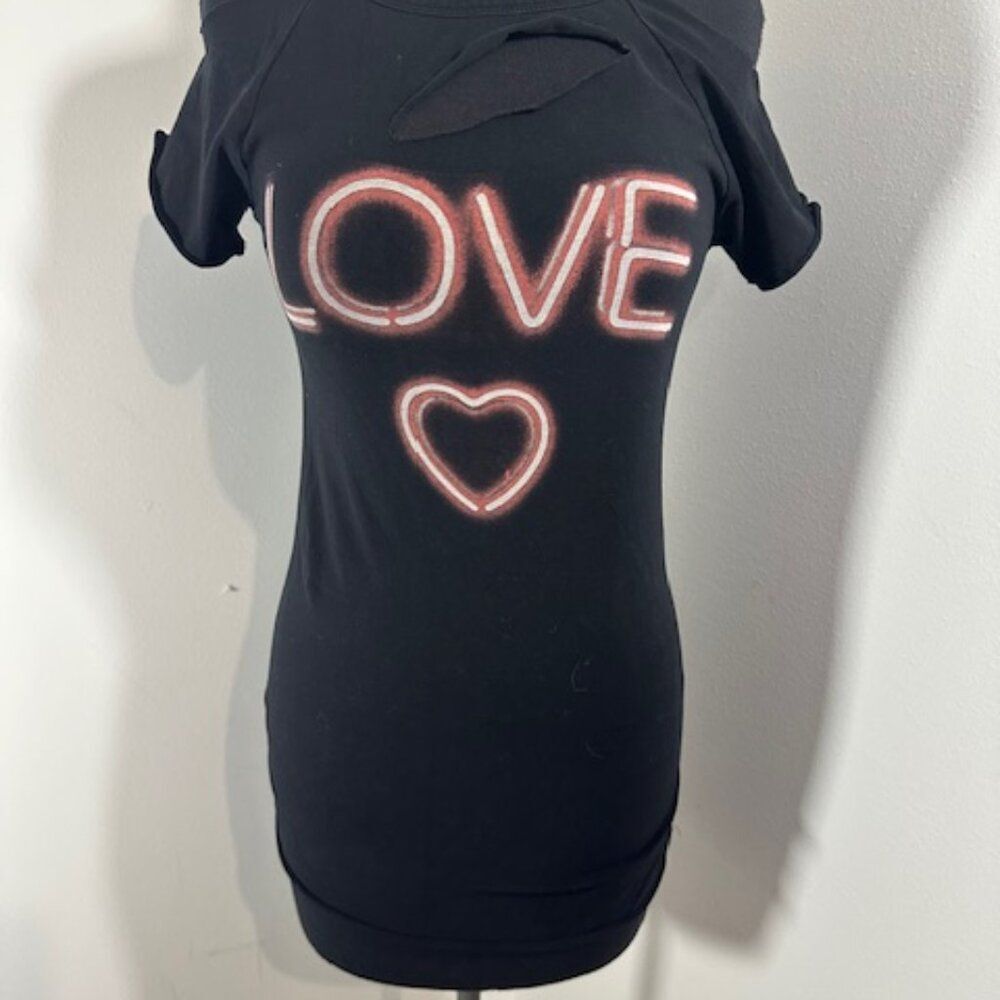 Black Cut Out Love Shirt  8335  Small
